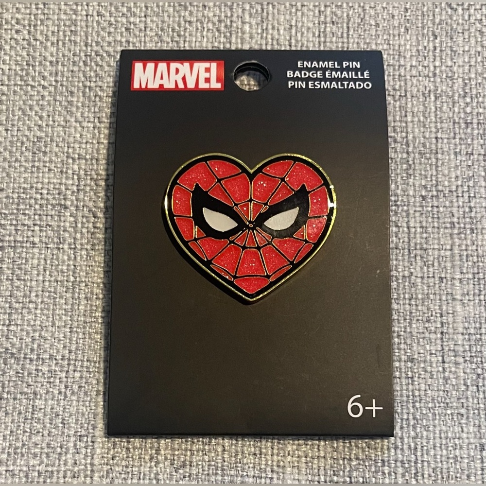 Marvel Spider-Man Heart-Shaped Glitter Enamel Pin